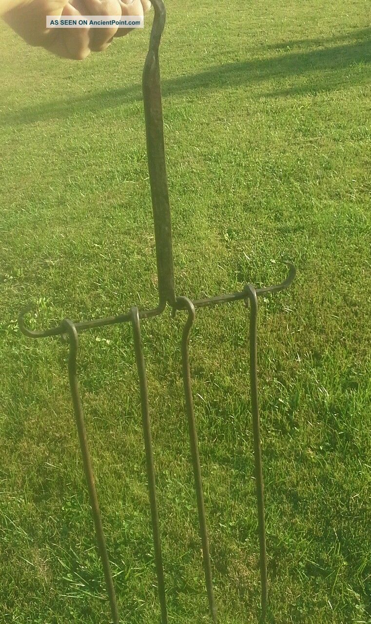 Colonial Meat Skewers With Rack,  4 Skewers,  Hand Wrought Iron,  Blacksmith Primitives photo