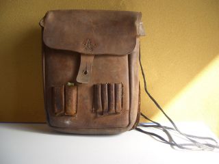 Japanese Antique Vintage Old Leather Bag For Worker Army Or Railroader I Think photo