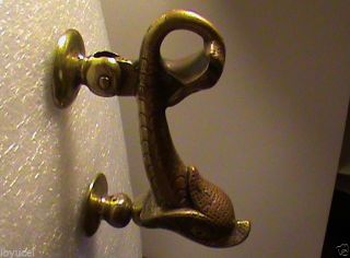 Old Victorian Brass Dolphin/sea Serpent Door Knicker Complete W/ Strike Ball photo
