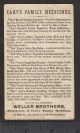 Carys Indian Toothache Remedy Cough Cure Liniment Hunting Liver Blood Trade Card Quack Medicine photo 4