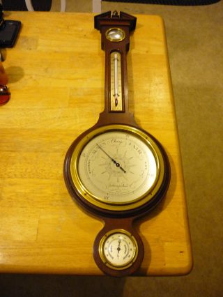 Antique Mahogany Wood Barometer Weather Staition (airguide) V Early Model L@@k photo