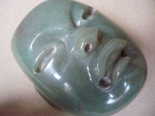 Rare Green Jade. . .  Olmec Face Pectoral Piece. . .  Museum Quality photo