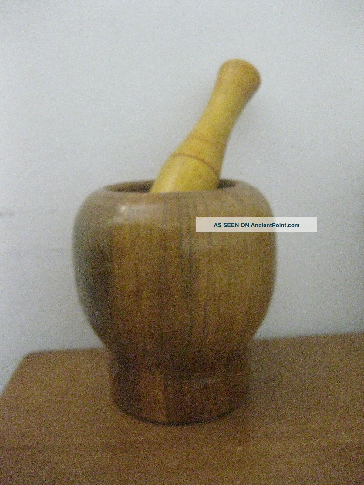 Antique Wood Mortar And Pestle Turkish/arab/india Style Primitives photo