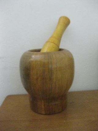 Antique Wood Mortar And Pestle Turkish/arab/india Style photo