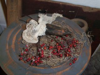 Vintage Inspired Wooden Candle Plate W/ Grungy Candles And Rose Hips Gathering photo