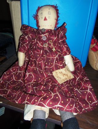 Primitive Folk Art Raggedy Ann - Like Rag Doll 