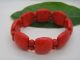 Collection Chinese Handwork Red Coral Carven Square Chain Bracelet Bracelets photo 1