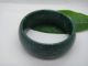 Chinese Handwork Green Jade Stone Carven Bracelet Big 60mm Inside Bracelets photo 3