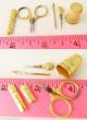 Antique Victorian Etui Sewing Kit Walnut Gilt Sewing Case Thimble Scissors (5408 Tools, Scissors & Measures photo 2