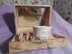 Antique Victorian Celluloid Shaving Dresser Box Mirror Shaving Mug Satin Lined Other photo 3