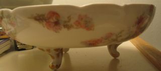 Limoges Bowl,  3 - Footed,  Porcelain With Roses,  Gilt Scalloped - Antique photo