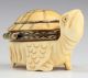 Exquisite Decorated Vintage 0x B0ne Handwork Carving Turtle Shape Jewel Box Boxes photo 1