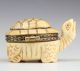 Exquisite Decorated Vintage 0x B0ne Handwork Carving Turtle Shape Jewel Box Boxes photo 2