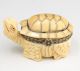 Exquisite Decorated Vintage 0x B0ne Handwork Carving Turtle Shape Jewel Box Boxes photo 3