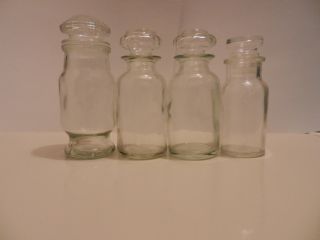 4 Vintage Glass Apothecary Bottles Jars Wagner photo
