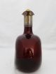 Antique Bergundy Glass Decanter Bottle Sterling Silver Hallmarked Top English Bottles, Decanters & Flasks photo 4