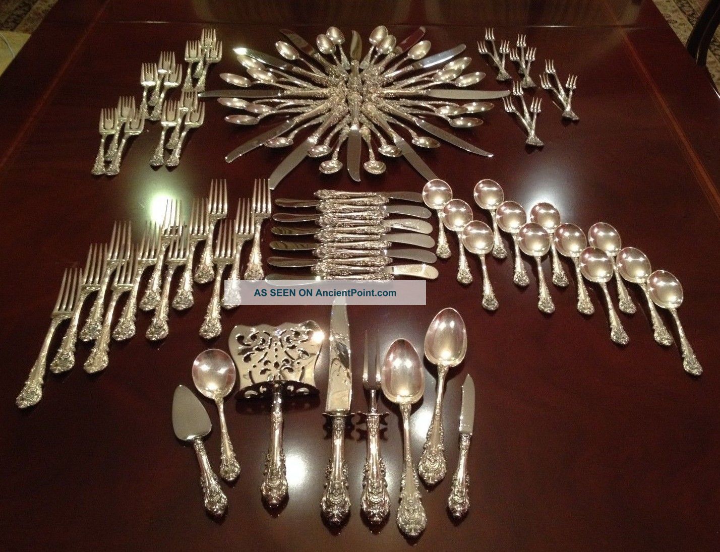 Wallace Sir Christopher 104 Piece Set Sterling Silver Flatware Service For 12 Flatware & Silverware photo