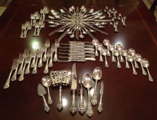 Wallace Sir Christopher 104 Piece Set Sterling Silver Flatware Service For 12 photo