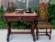 Antique French Victorian Renaissance Carved Oak Dolphin Table Library Desk 1870 1800-1899 photo 1