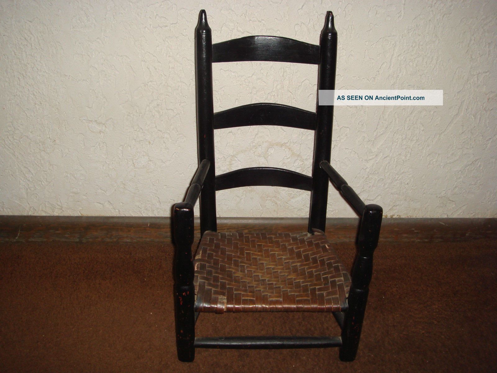 Antique 1700 ' S Doll Ladderback Arm Chair - Slat Back - Great X - Mas Gift Pre-1800 photo