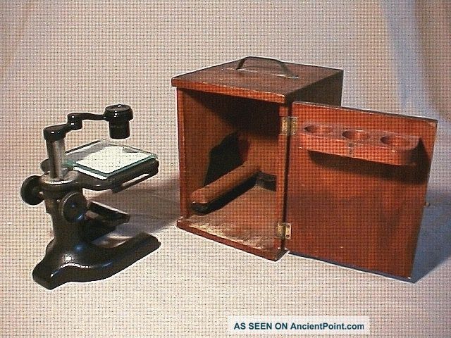 1920s Antique Vintage Dissecting Microscope Mfg Spencer Buffalo Usa W Wood Case Microscopes & Lab Equipment photo