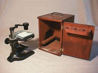 1920s Antique Vintage Dissecting Microscope Mfg Spencer Buffalo Usa W Wood Case photo
