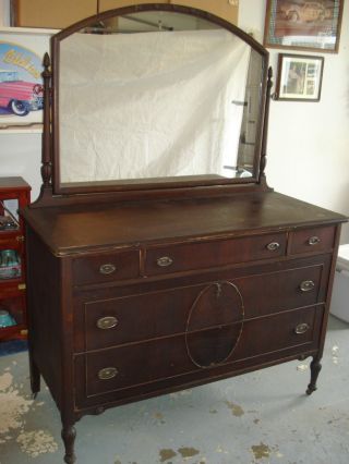 Antique Dresser Chest With Mirror photo