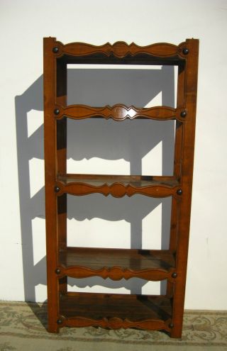 Vintage Rustic Spanish Style Wood Bookcase Bookshelf Decorative Nails 5 Shelves photo