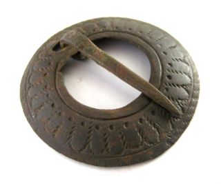 1300 A.  D Large British Found Medieval Period Ae Bronze Annular Ring Brooch.  Vf photo