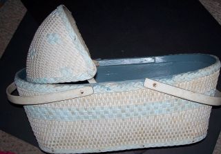 Vintage Wicker Basket Baby Nursery Convertible Bed Crib Cradle Bassinet photo