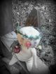 Folky Prim And Very Sweet Little Sno Gal Sitting Green Garland Pfatt Primitives photo 10