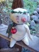 Folky Prim And Very Sweet Little Sno Gal Sitting Green Garland Pfatt Primitives photo 6