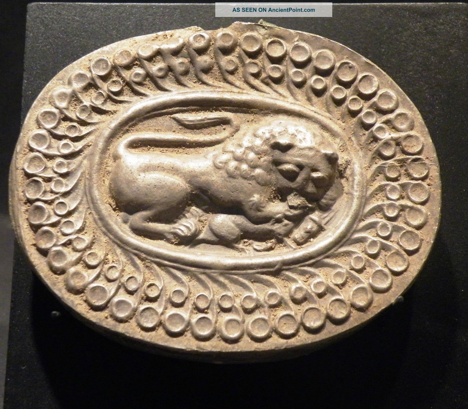 Sasanian Solid Silver Box,  With A Scene Of ' Lion Eating Gazelle ' Near Eastern photo