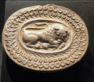Sasanian Solid Silver Box,  With A Scene Of ' Lion Eating Gazelle ' photo