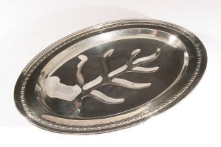 Silverplate Meat Platter Oval Tray Footed 16.  5 