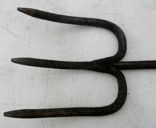 Antique 19th C.  Hand Wrought Iron Oversize Fireplace Fork Tool Handle Decoration photo
