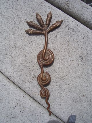 African Gan Five Headed Bronze Snake Amulet photo