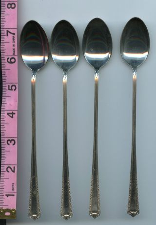 4 Processional Iced Tea Spoons Sterling Silver Fine Arts 7 - 3/8 Inch Spoon 120gm photo