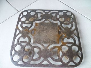 Vintage French Shabby Silverplate Trivet Hot Plate photo