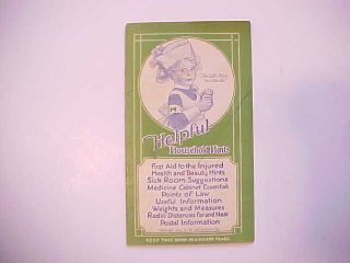 1924 Mentholatum Jelly First Aid And Household Pocket Booklet 16 Pages Vg+ photo