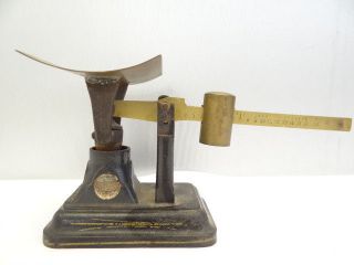 Antique Old Metal Cast Iron Brass Fairbanks Scales Small Postage Coin Scale photo