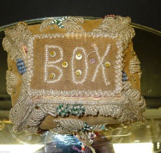 Native American Iroquois Beadwork - - Box Pincushion - - 1800s - - Buy It Now photo