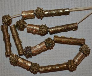 Antique Yoruba Lost Wax Gilded Brass Beads,  Nigeria photo