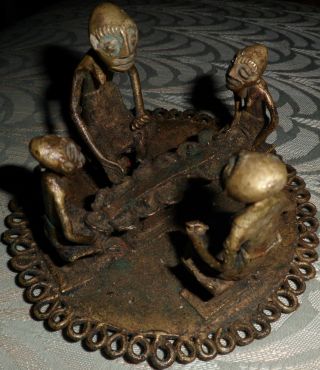 African Continent Brass Antique: ' Ladies Making Food ' photo