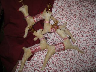 Reindeer Ornies,  Primitive,  Stained,  Sugared photo