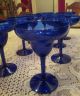 8 Vtg Cobalt Blue Depression Handcrafted Crystal Daiquiri Glasses 6 1/8 