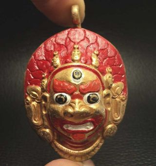 Lord Giant Tibet Thai Amulet Pantdant Adorned With Red Coral photo