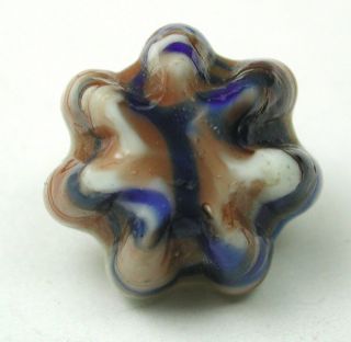 Antique Charmstring Glass Button Color Swirl Flower Mold Swirl Back - Neat photo