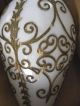Vintage Leviton White Glass Bronze Scroll Hanging Ceiling Pendant Lamp Light Chandeliers, Fixtures, Sconces photo 2