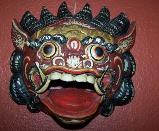 Antique Barong Wood Mask Bali Indonesia Sacred Tribal Art Wall Hanging photo